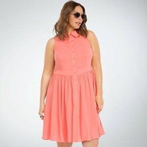 Torrid Sleeveless Coral Button Down Dress